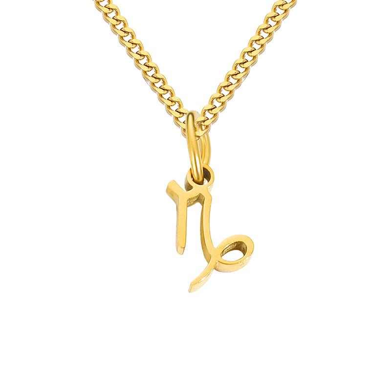 Stainless Steel Curb Chain Zodiac Necklace