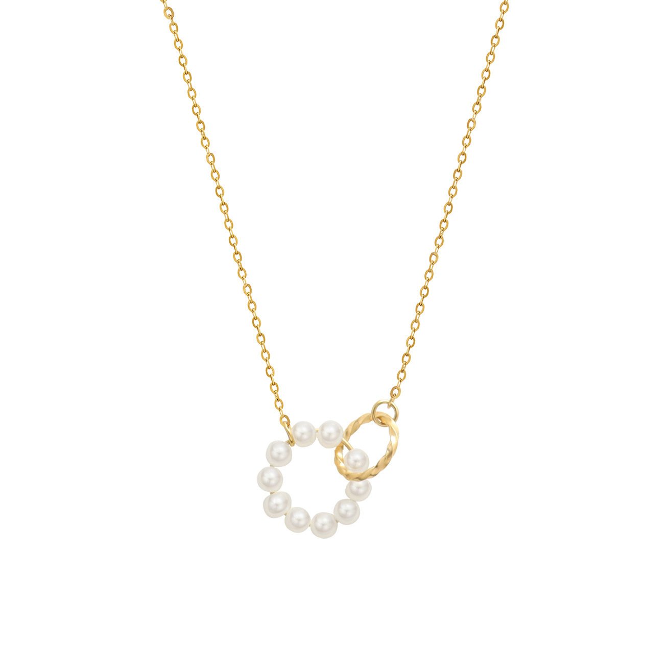 Collier avec pendentif en forme de cercle en perles d'imitation