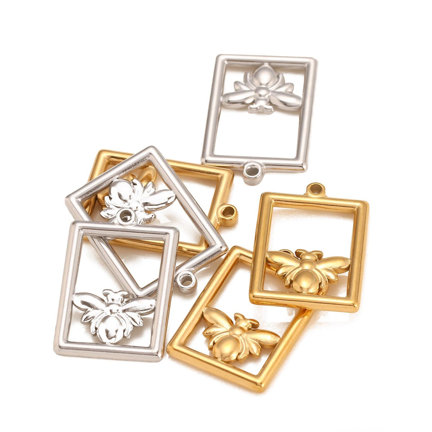 Square Hollow Bee Stainless Steel Pendant