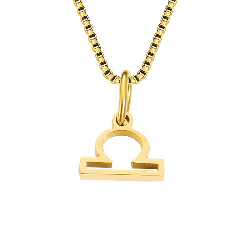 Collier avec chaîne en forme de boîte et signe du zodiaque pour homme et femme