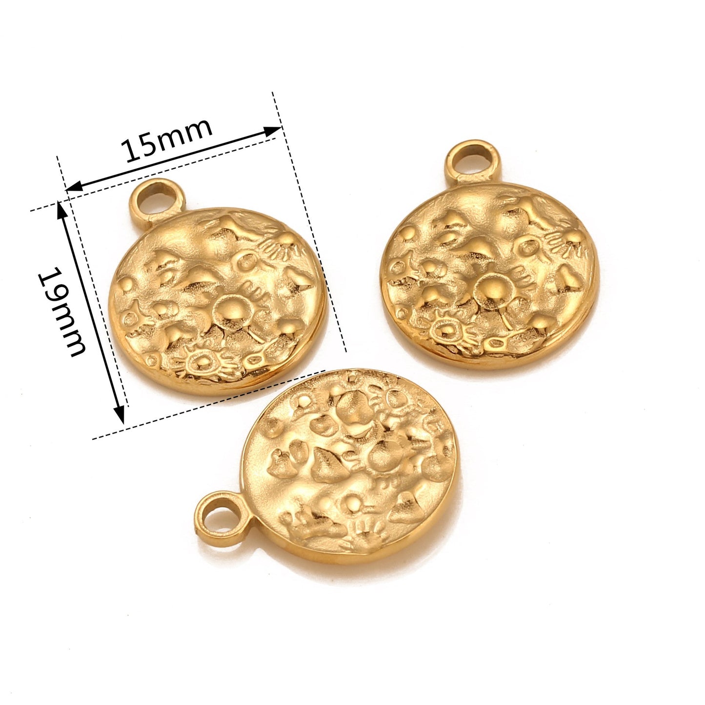Stainless Steel Concave Embossed Round Pendant