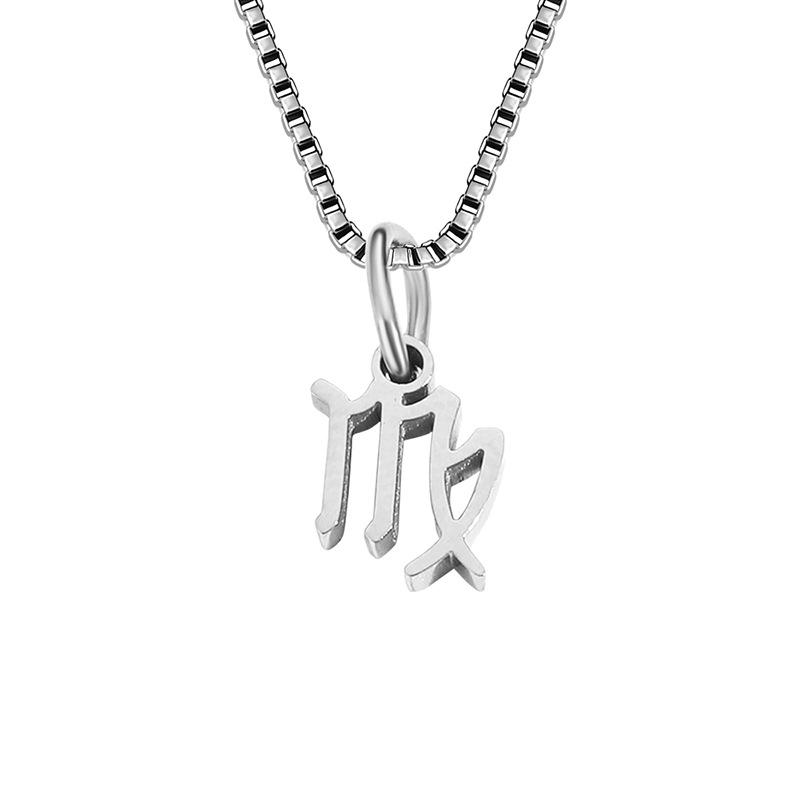 Collier avec chaîne en forme de boîte et signe du zodiaque pour homme et femme