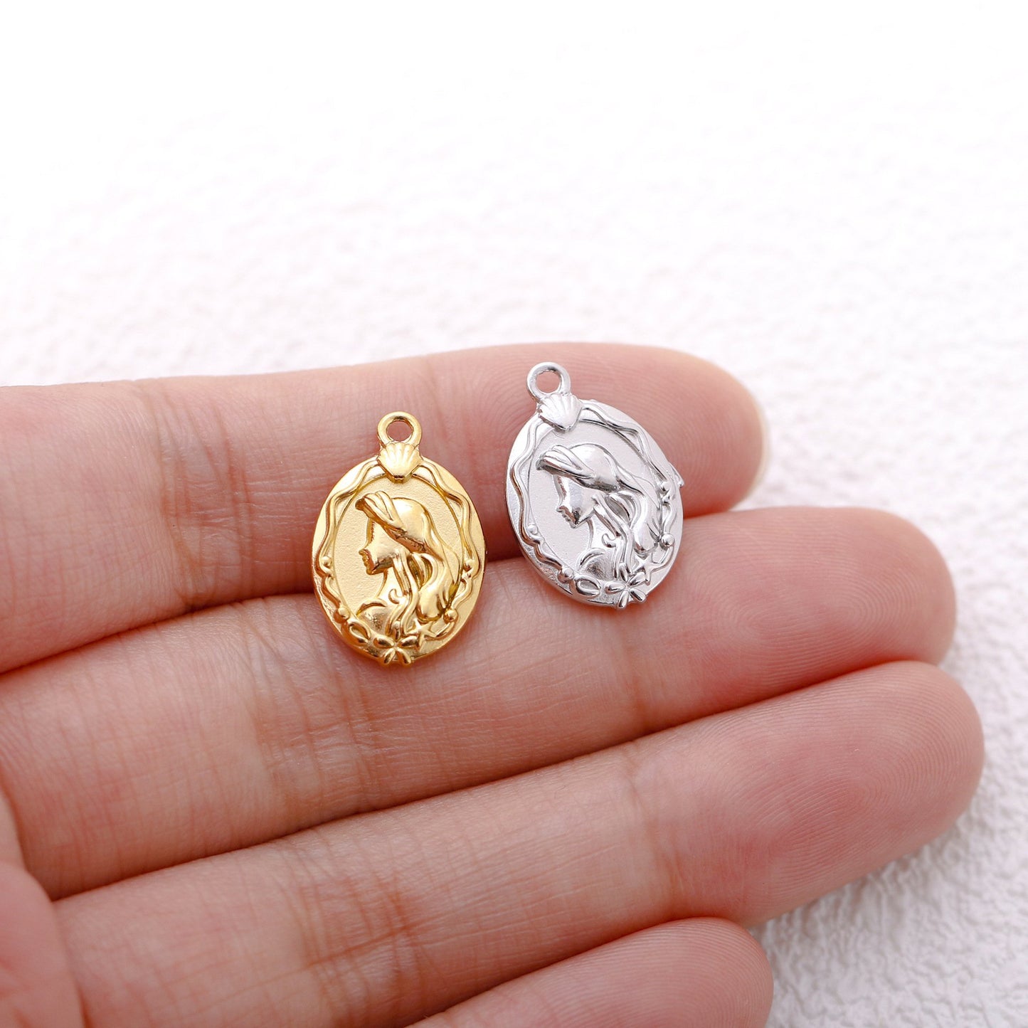 Stainless Steel Mermaid Double Sided Pendant
