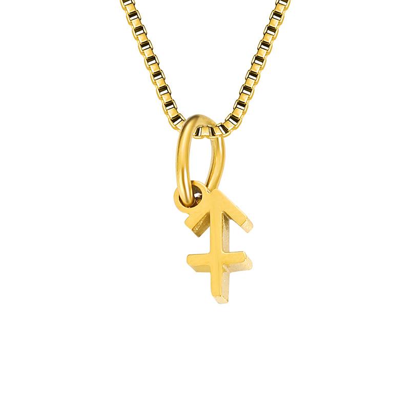 Collier avec chaîne en forme de boîte et signe du zodiaque pour homme et femme