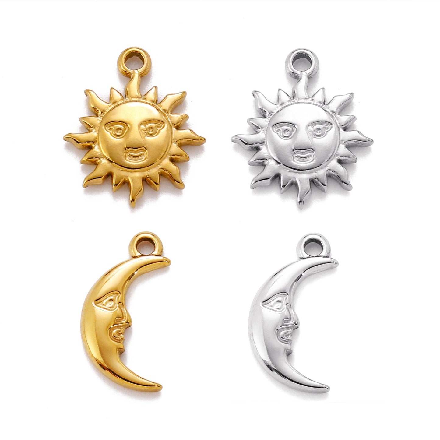 Pendentif Soleil Lune en acier inoxydable