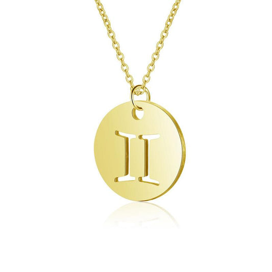 Collier avec pendentif rond creux signe du zodiaque