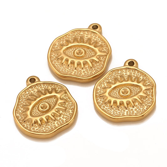 Stainless Steel Irregular Round Devil's Eye Pendant