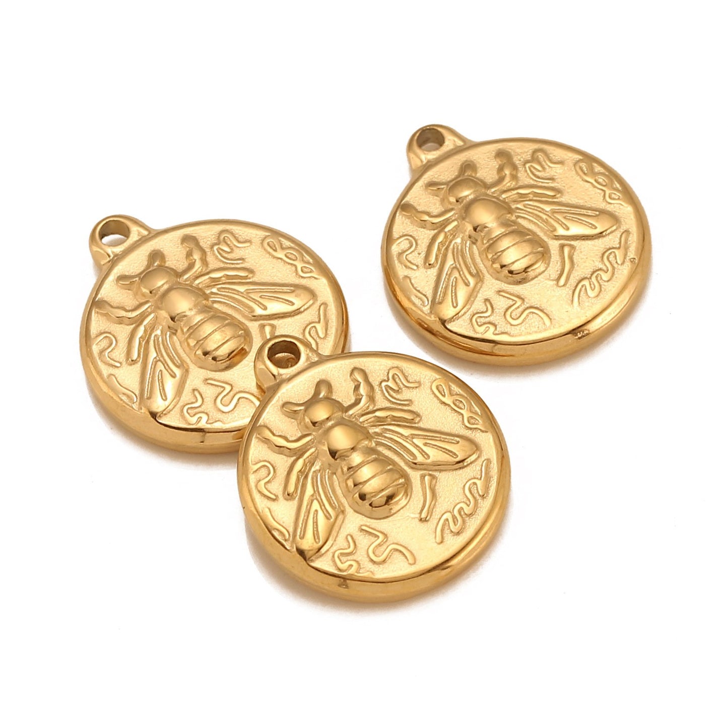 Stainless Steel Bee Pattern Round Pendant