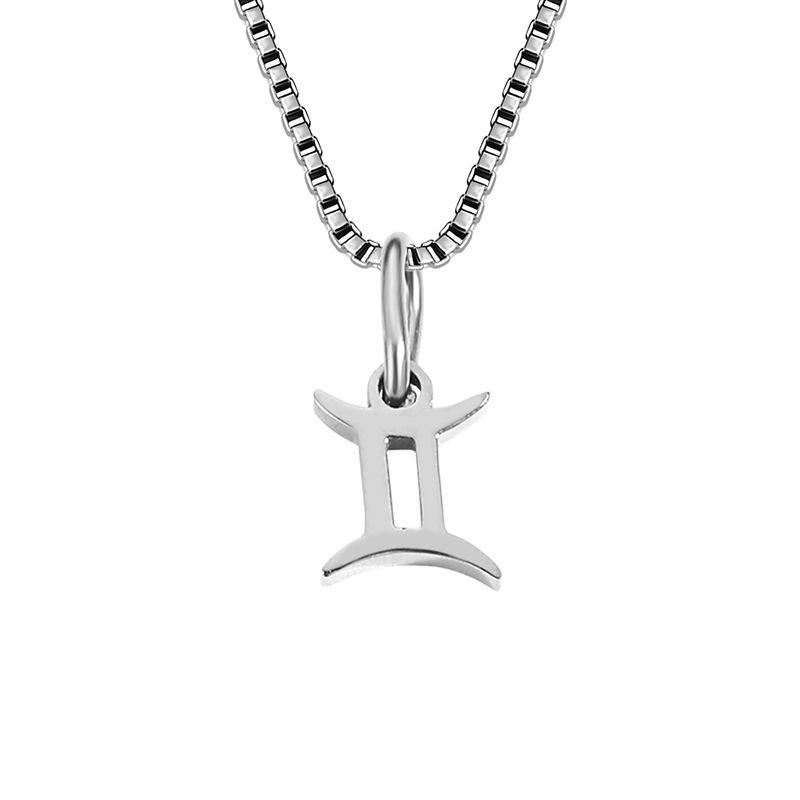 Collier avec chaîne en forme de boîte et signe du zodiaque pour homme et femme