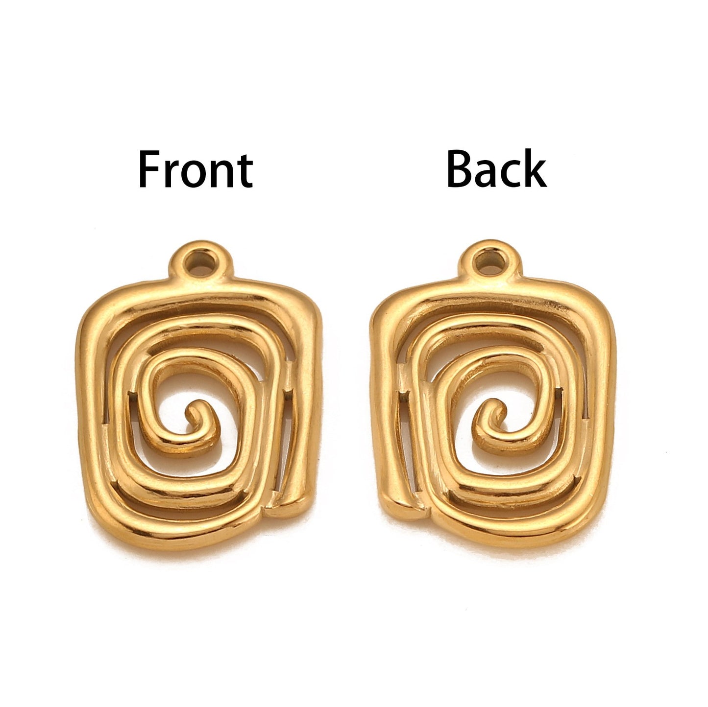 Pendentif carré creux en spirale en acier inoxydable