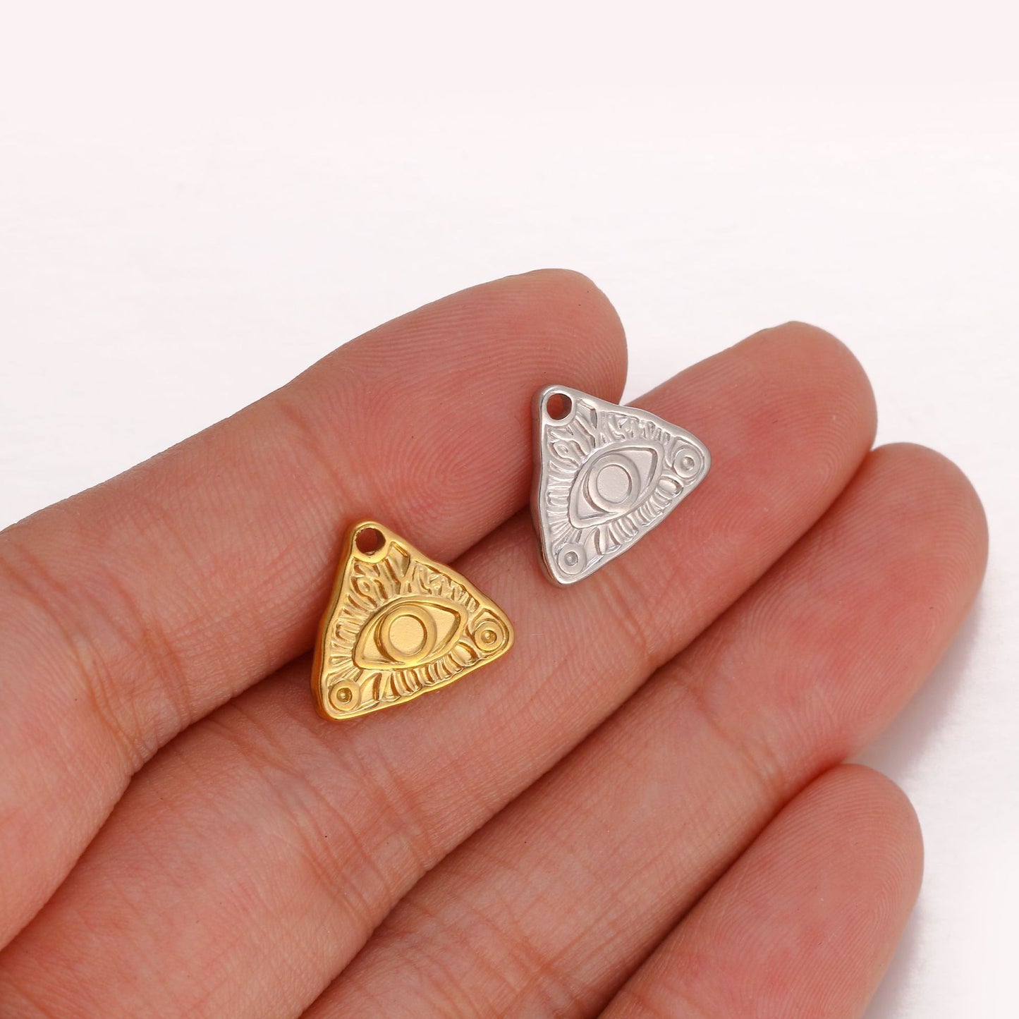 Stainless Steel Triangular Devil's Eye Pendant