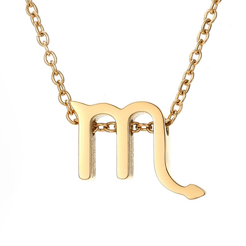 Collier zodiaque en acier inoxydable PVD or 18 carats