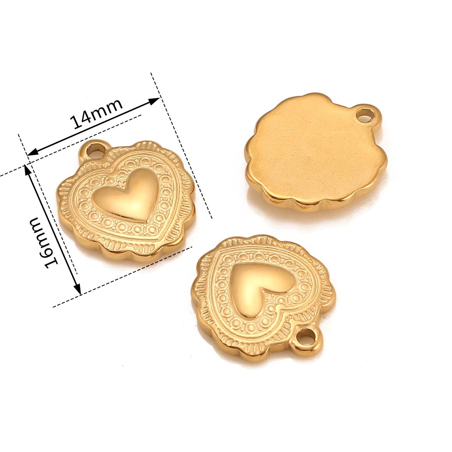 Stainless Steel Vintage Embossed Heart Pendant