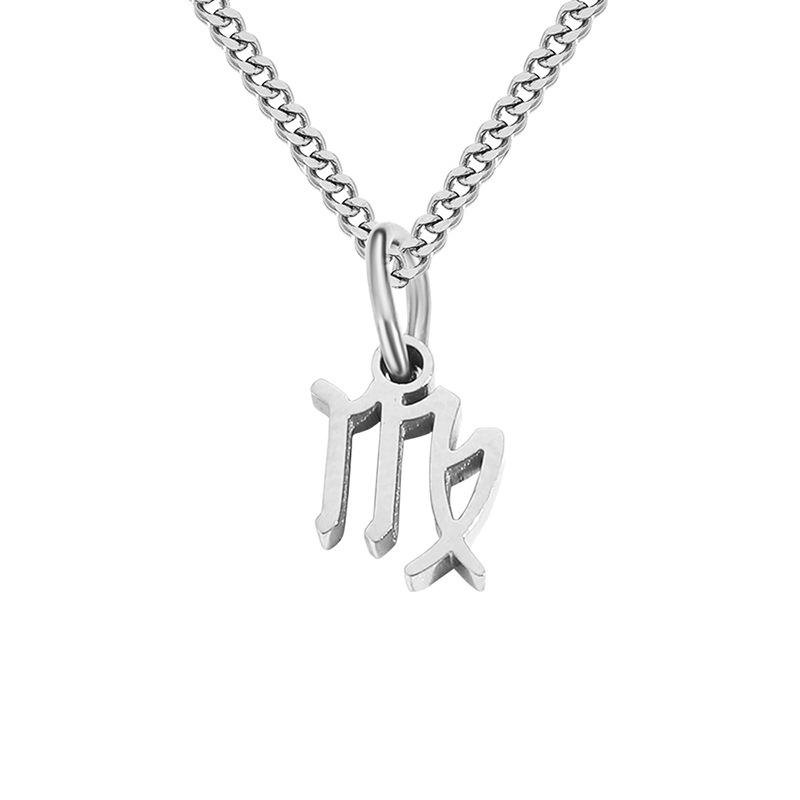 Stainless Steel Curb Chain Zodiac Necklace