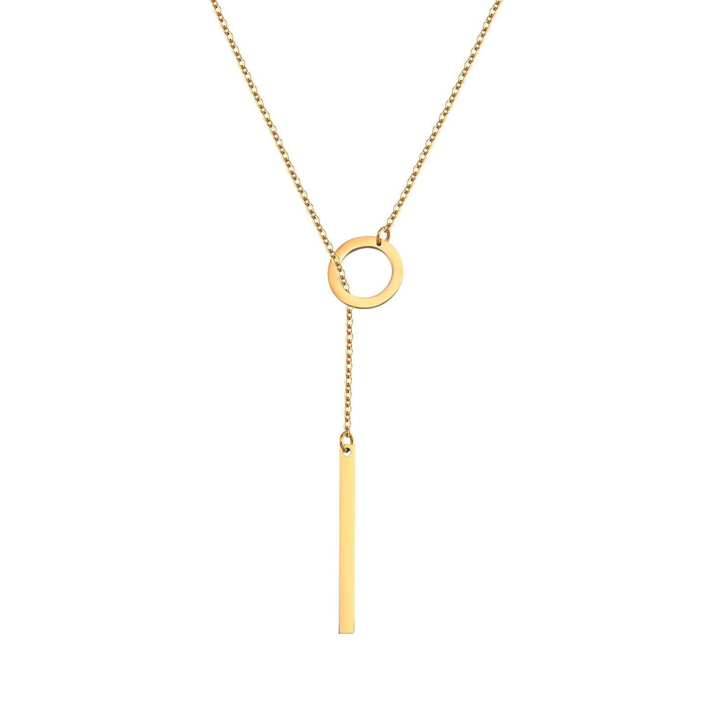 Collier pendentif barre rectangulaire réglable en acier inoxydable