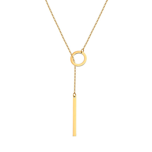 Stainless Steel Adjustable Rectangular Bar Pendant Necklace