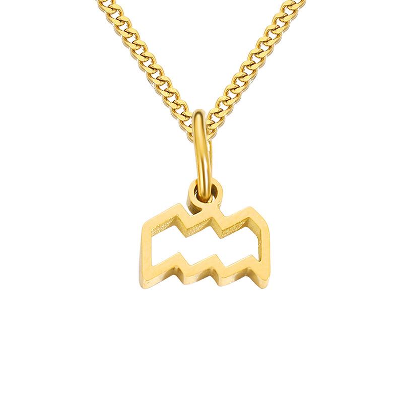 Stainless Steel Curb Chain Zodiac Necklace