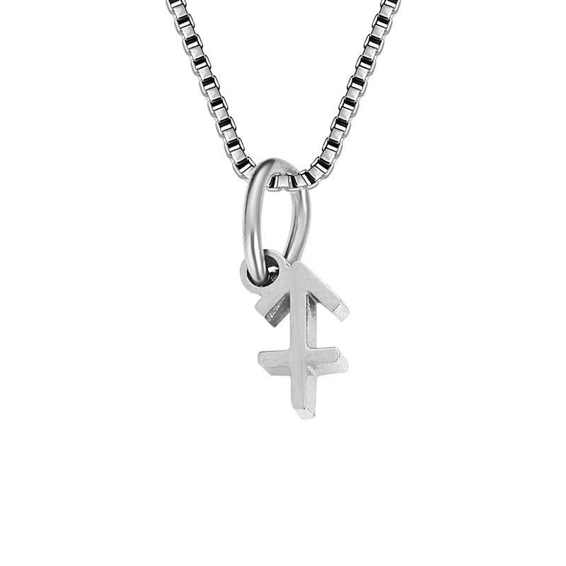 Collier avec chaîne en forme de boîte et signe du zodiaque pour homme et femme