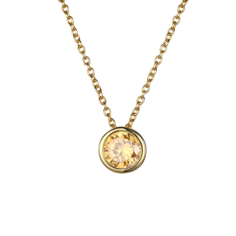 Stainless Cable Chain Birthstone Pendant Necklace