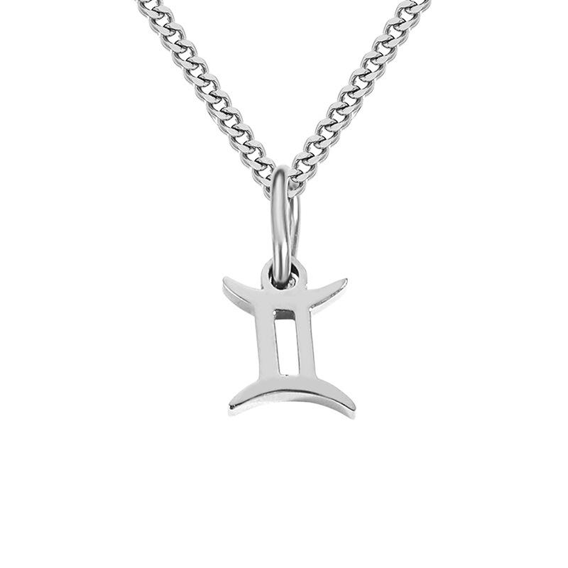 Stainless Steel Curb Chain Zodiac Necklace