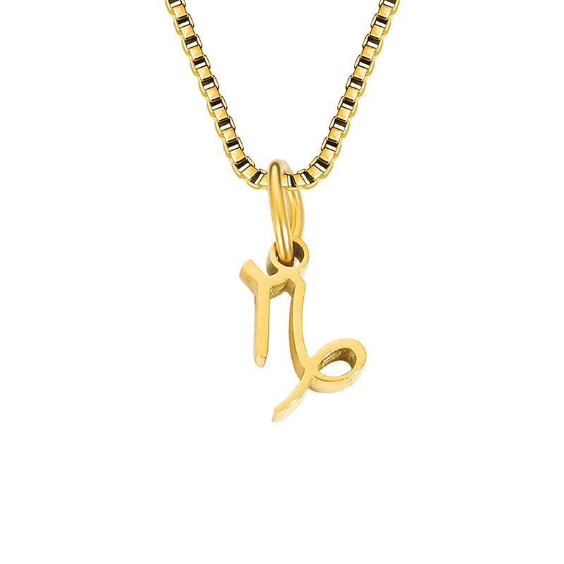 Collier avec chaîne en forme de boîte et signe du zodiaque pour homme et femme