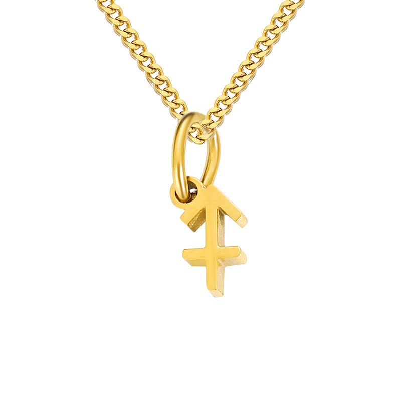 Stainless Steel Curb Chain Zodiac Necklace
