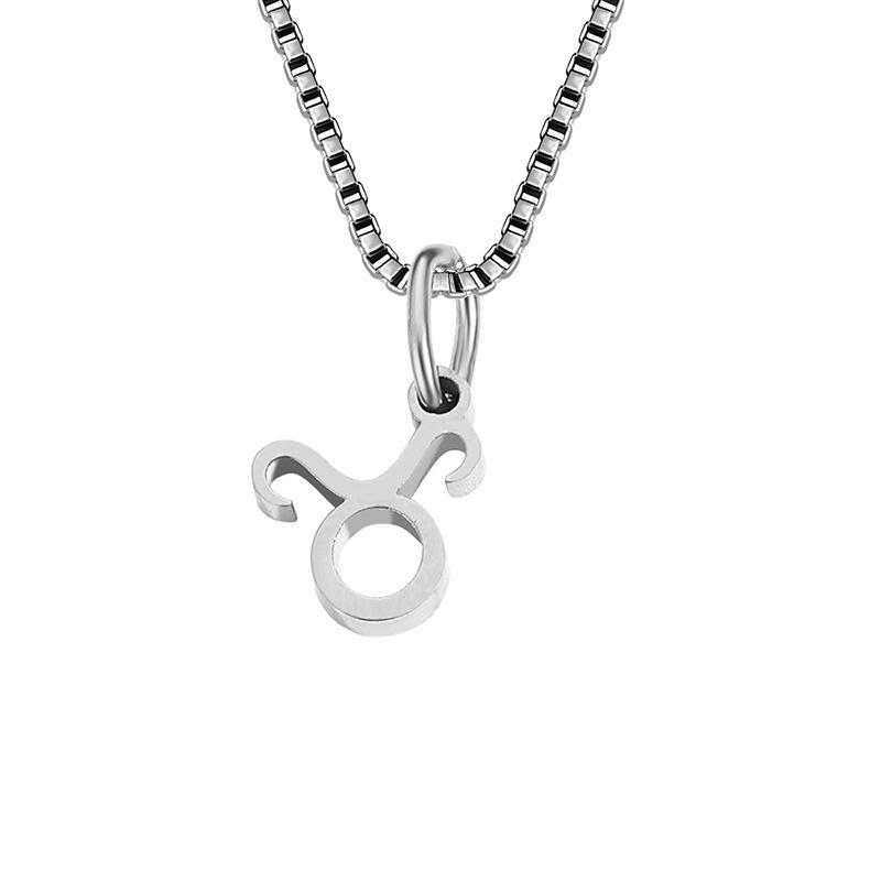 Collier avec chaîne en forme de boîte et signe du zodiaque pour homme et femme