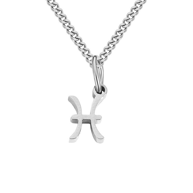 Stainless Steel Curb Chain Zodiac Necklace