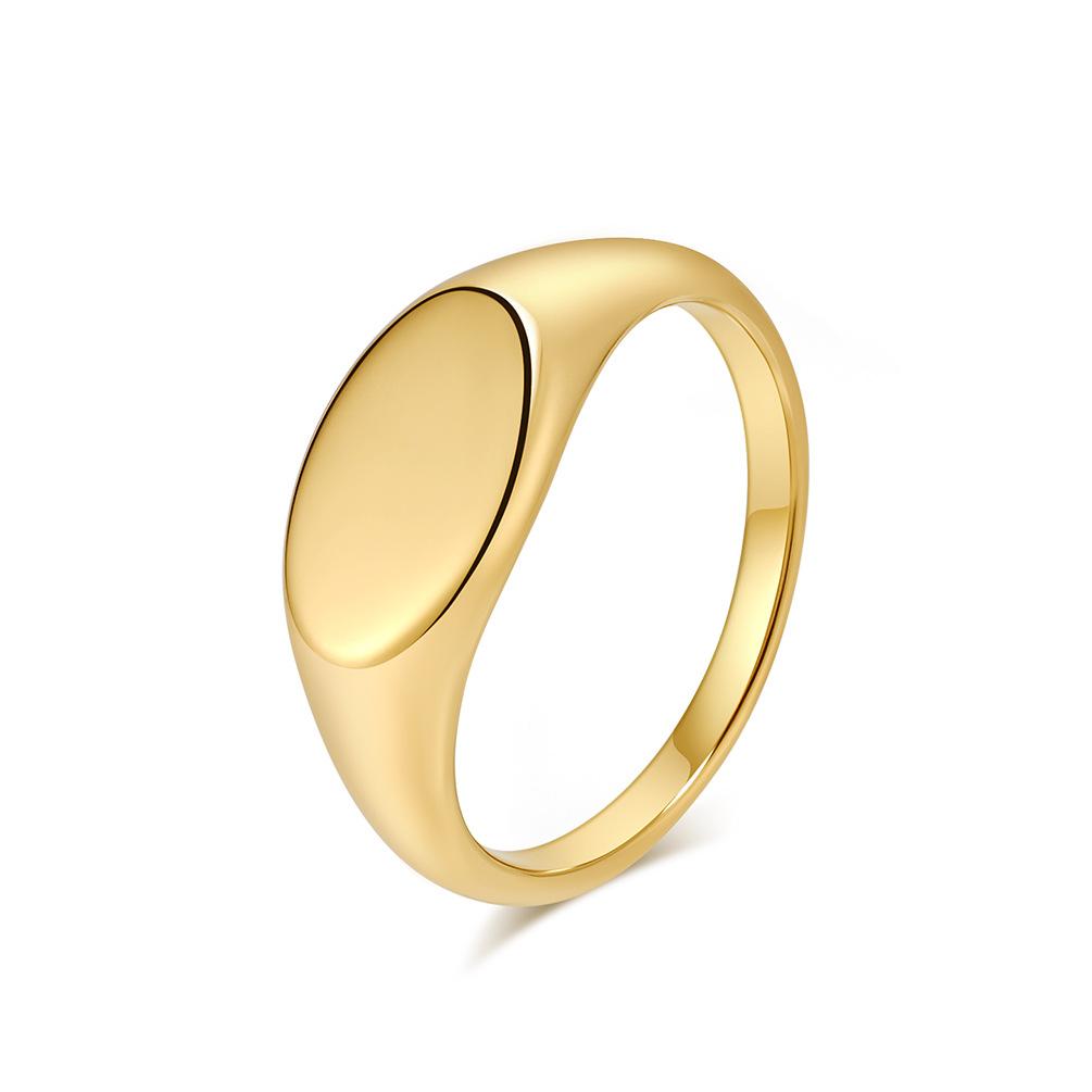 Stainless Steel Oval Seal Polished Women's Ring