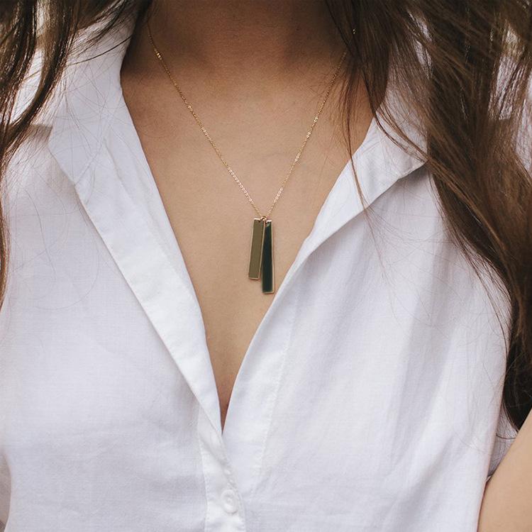Stainless Steel Double Bar Blank Necklace