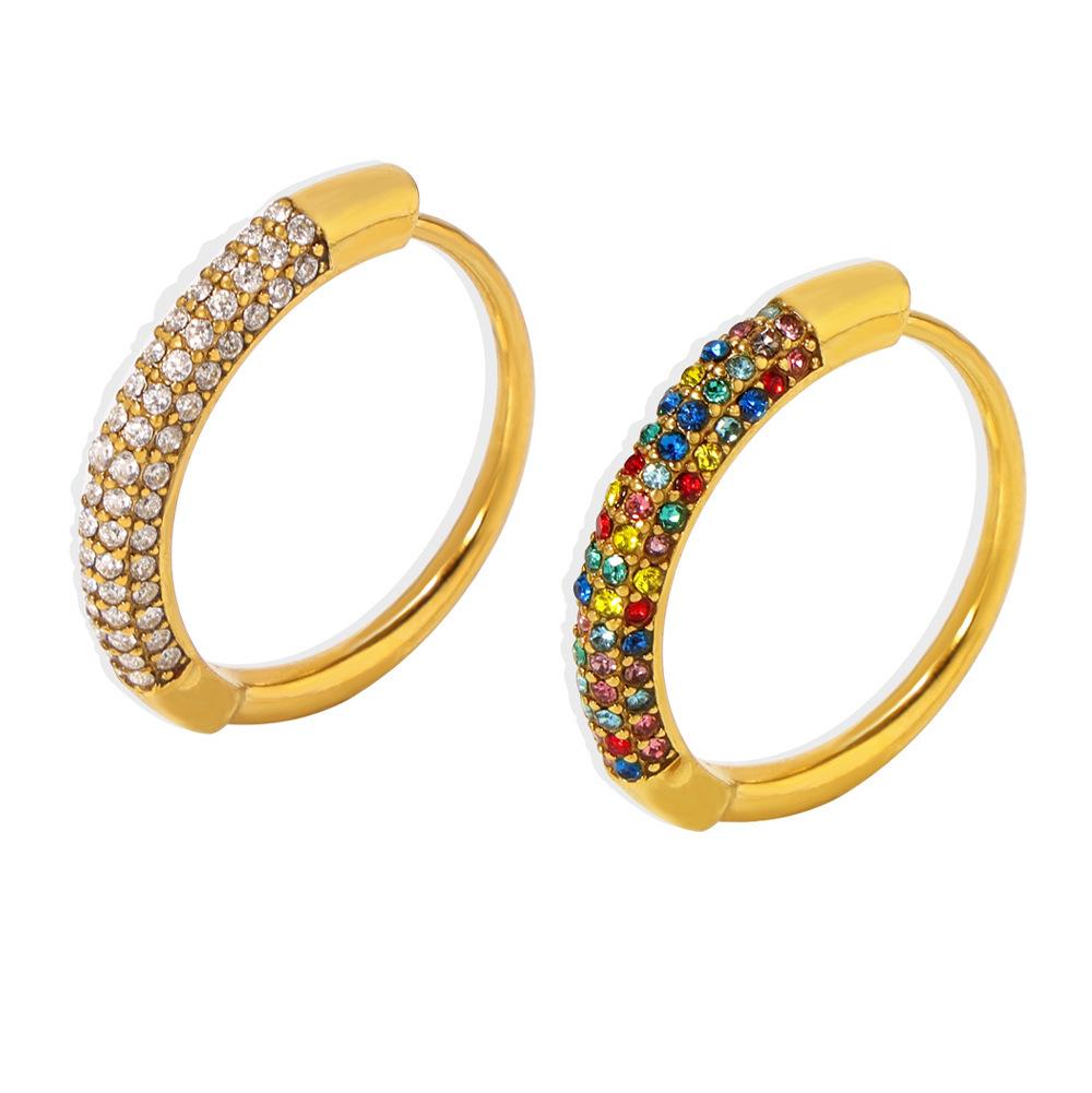 Stainless Steel Rainbow Cubic Zirconia Ring