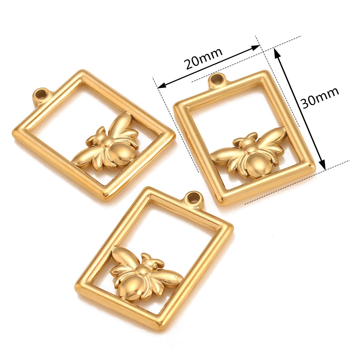 Square Hollow Bee Stainless Steel Pendant