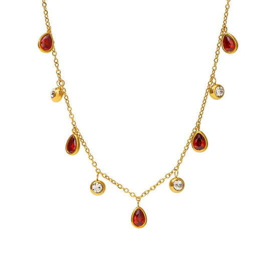 Water Drop Shape Tassel Cubic Zirconia Necklace