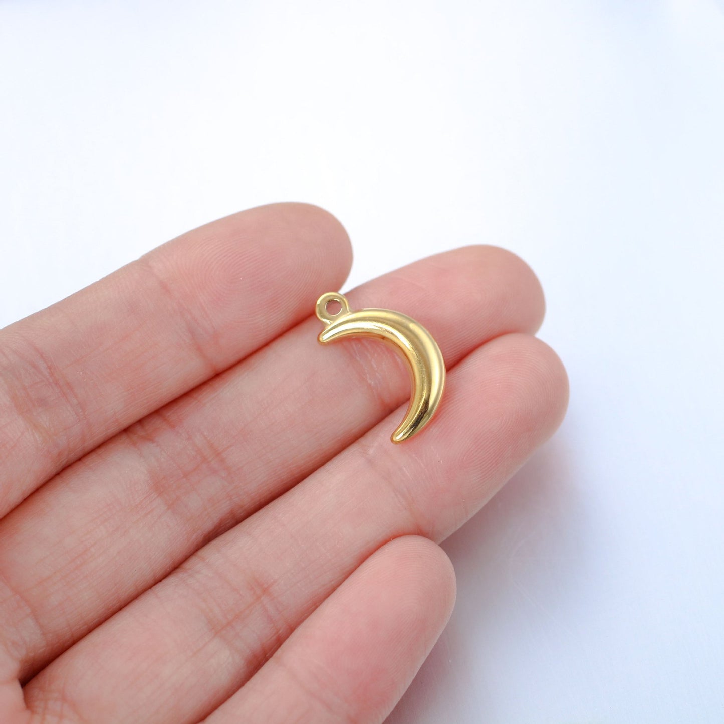 Stainless Steel 3D Solid Moon Pendant