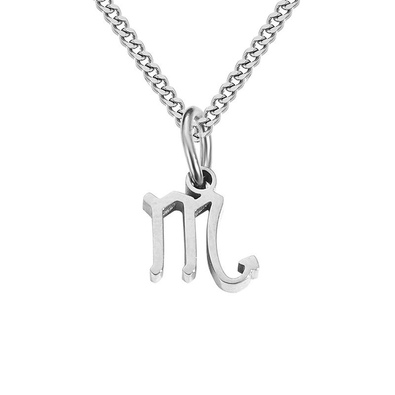 Stainless Steel Curb Chain Zodiac Necklace