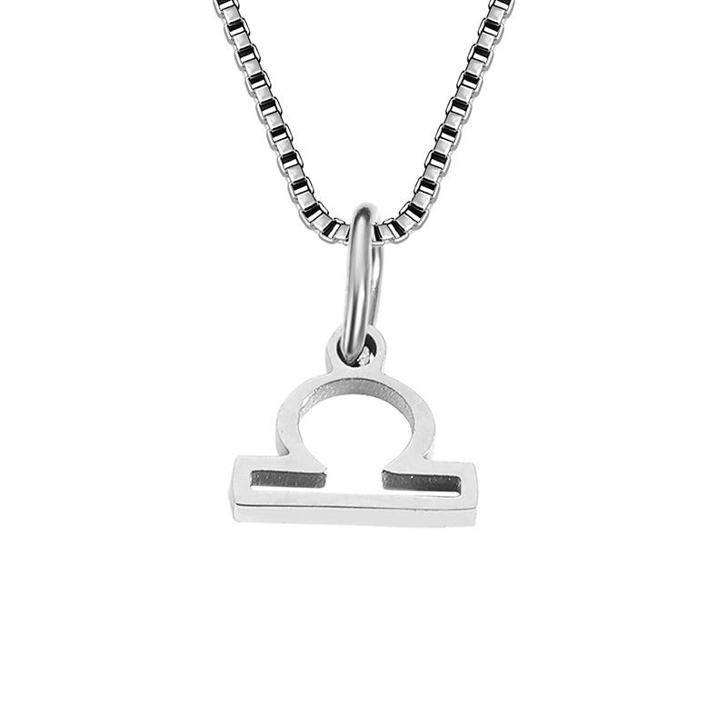 Collier avec chaîne en forme de boîte et signe du zodiaque pour homme et femme