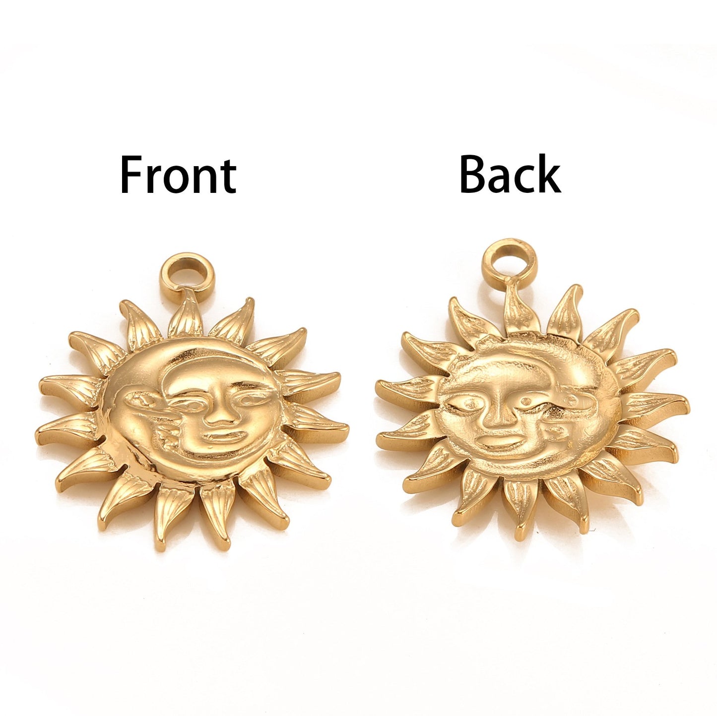 Stainless Steel 3D Face Sun Pendant
