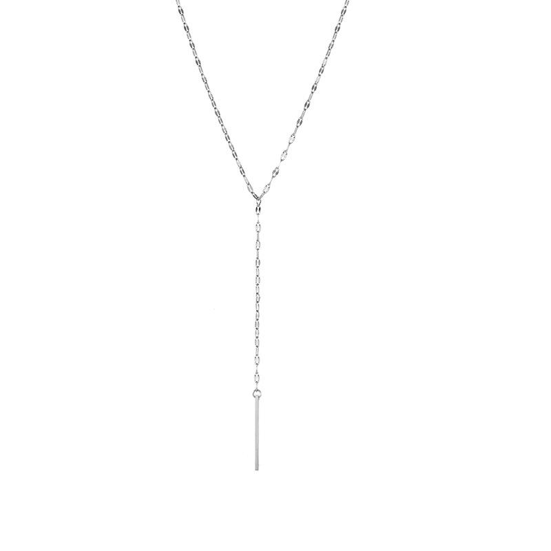 Stainless Steel Y-Shaped Lip Chain Lariat Necklace