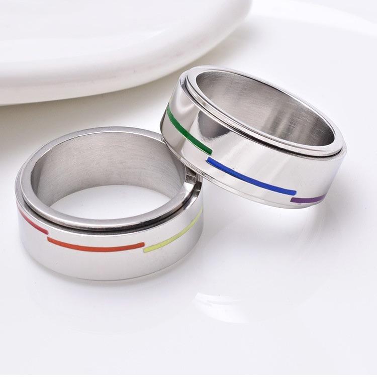 Bague tournante arc-en-ciel en acier inoxydable