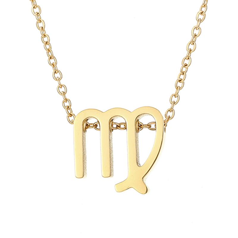 Collier zodiaque en acier inoxydable PVD or 18 carats