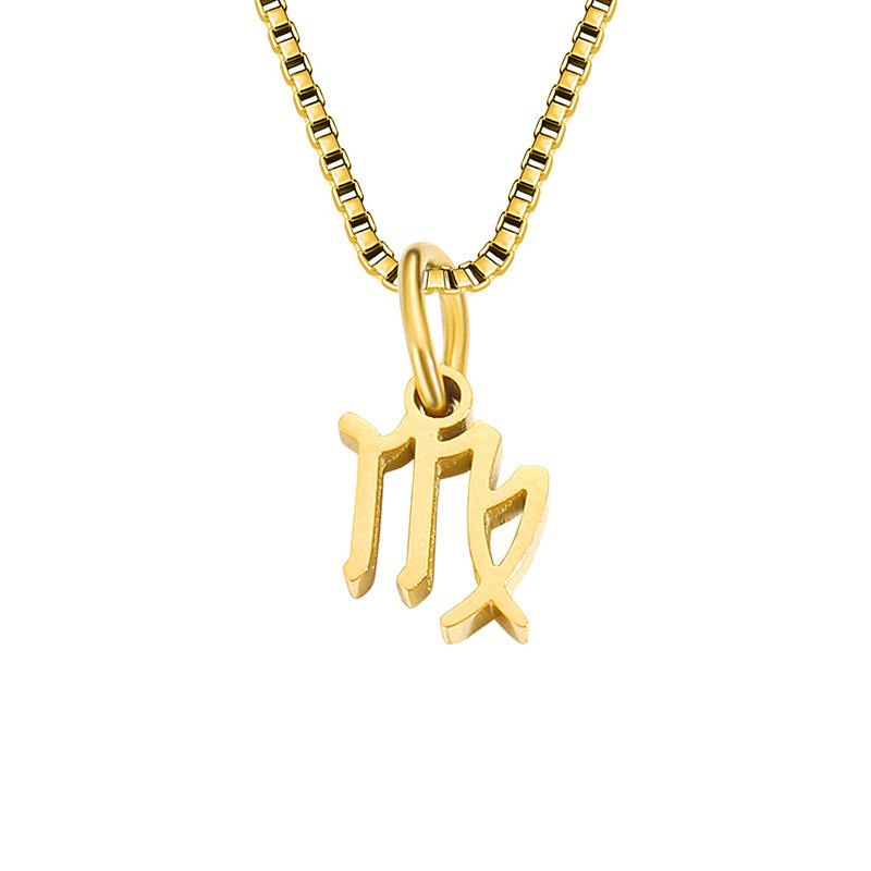 Collier avec chaîne en forme de boîte et signe du zodiaque pour homme et femme