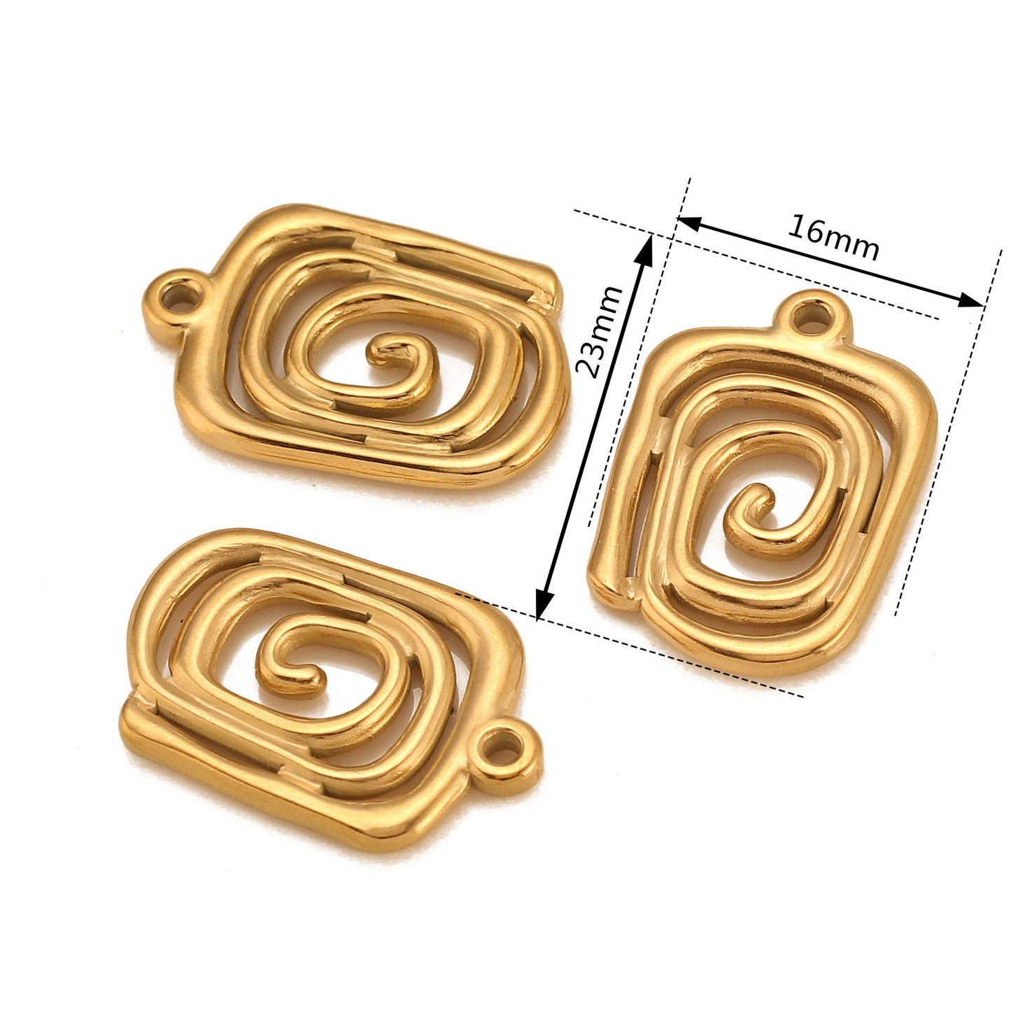 Pendentif carré creux en spirale en acier inoxydable