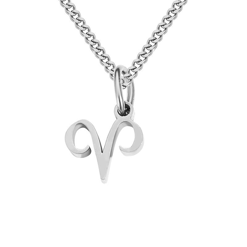 Stainless Steel Curb Chain Zodiac Necklace