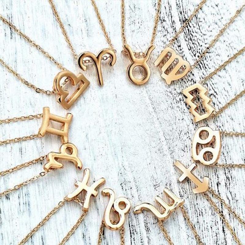 Collier zodiaque en acier inoxydable PVD or 18 carats