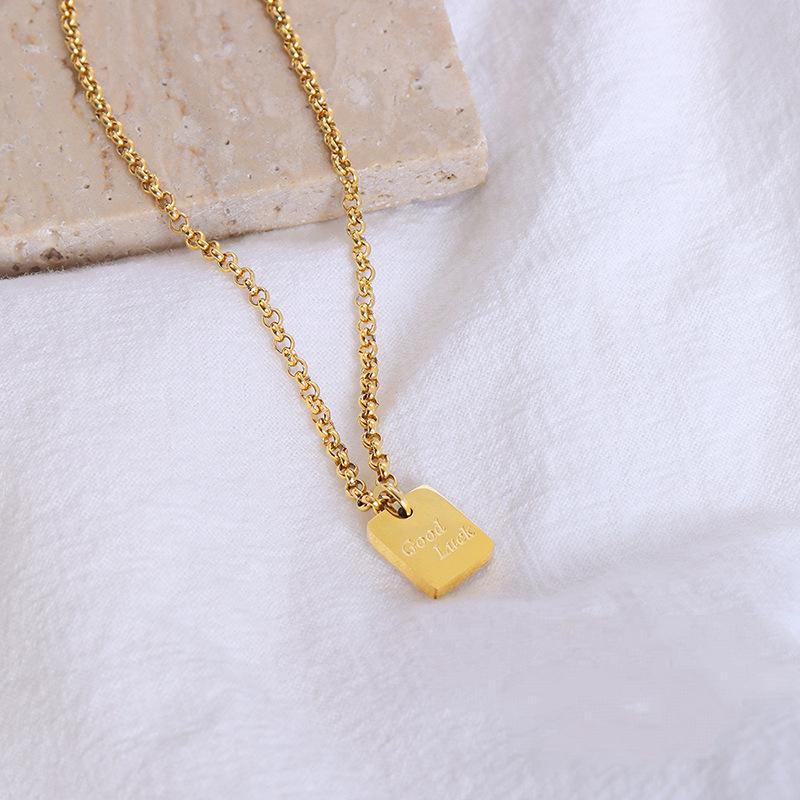 LUCKY English Letters 18K Gold PVD Stainless Steel Anklet