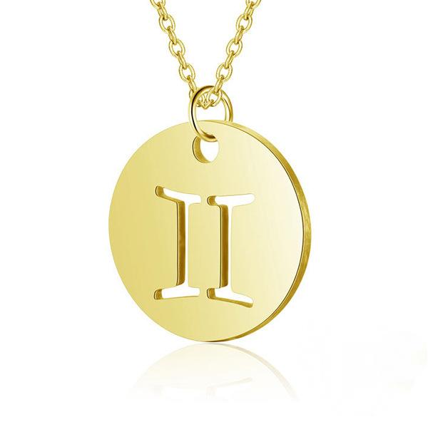 Collier avec pendentif rond creux signe du zodiaque