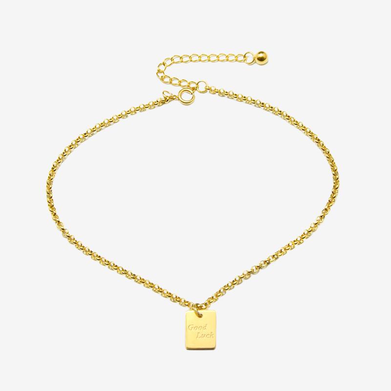 LUCKY English Letters 18K Gold PVD Stainless Steel Anklet