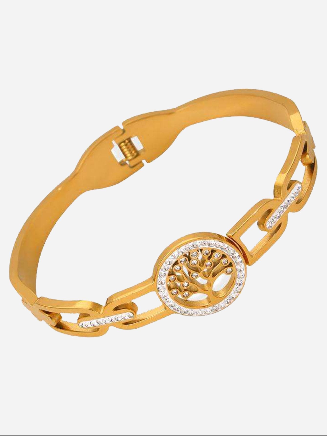 Bracelet en acier inoxydable avec motif creux en zircon cubique
