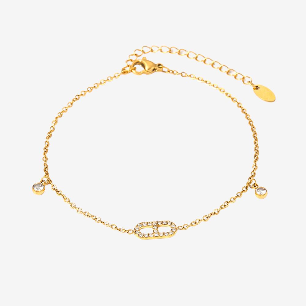 Stainless Steel Inlay CZ Anklet