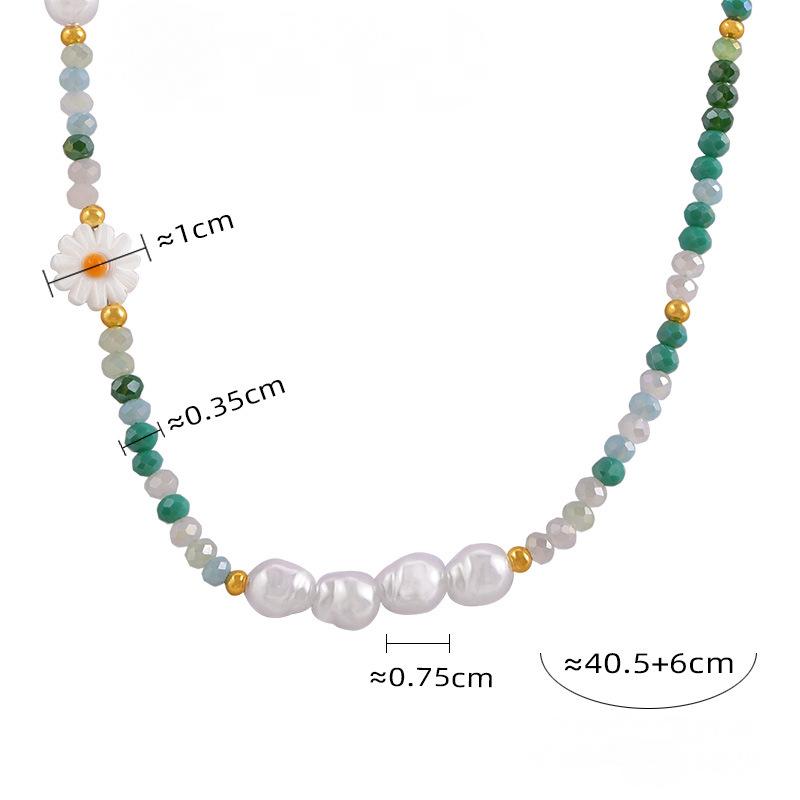 Collier avec pendentif en forme de fleur en nacre en acier inoxydable